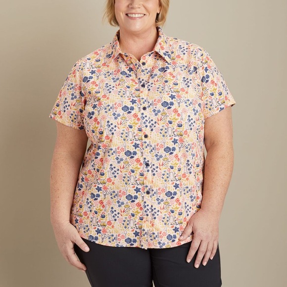 Duluth Trading Co. Sidewinder Cap Sleeve Gardening Shirt Womens Size 4X Pink - Picture 1 of 10
